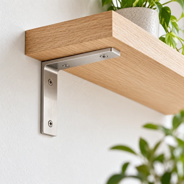 Illustration of a bracket supporting a wooden shelf