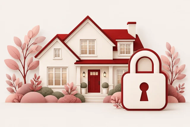 Illustration of a house and padlock representing privacy